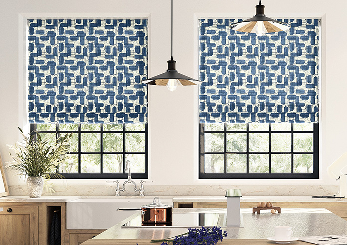 Meander, Navy - Roman Blind - Image 3